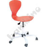 Flexi chair, swivel, with adjustable height, on wheels, red