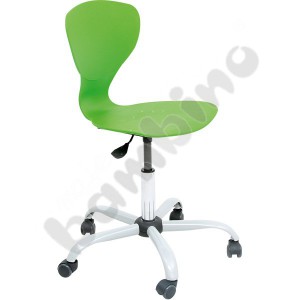 Flexi chair, swivel, with adjustable height, on wheels, green