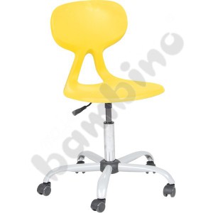 Colores chair, swivel, with adjustable height, on wheels, yellow