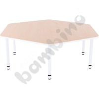 Hexagonal Bambino table 46 cm with white edge
