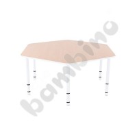 Hexagonal Bambino table 58 cm with white edge