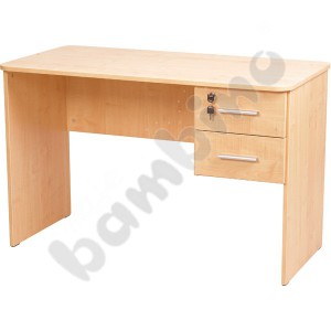 Vigo desk with rounded edges, with 2 drawers - beech