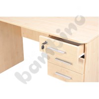 Vigo desk with rounded edges, with 3 drawers - maple
