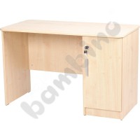 Vigo desk with rounded edges, with cabinet - beech