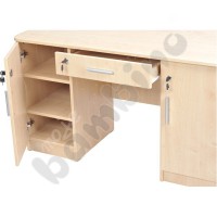 Vigo desk with rounded edges, with 2 cabinets and drawer - maple