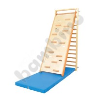 Climbing wall with holes and bars