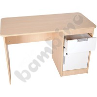 Quadro - desk with drawer and cabinet - white