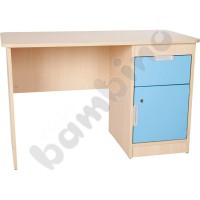 Quadro - desk with drawer and cabinet - light blue