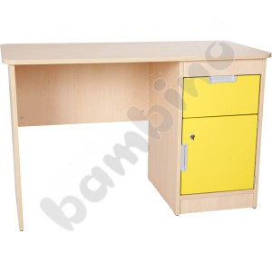 Quadro - desk with drawer and cabinet - yellow