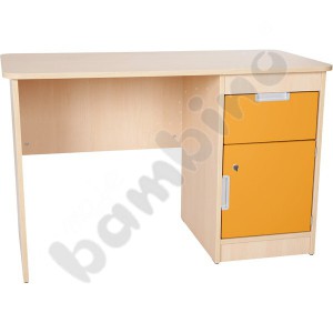 Quadro - desk with drawer and cabinet - orange