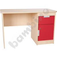Quadro - desk with drawer and cabinet - red