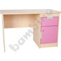 Quadro - desk with drawer and cabinet - light pink