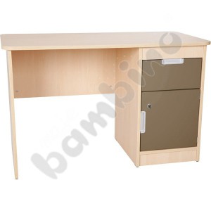 Quadro - desk with drawer and cabinet - brown