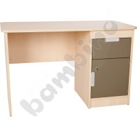 Quadro - desk with drawer and cabinet - brown