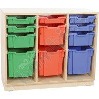 M cabinet for plastic containers with plinth - 3 rows