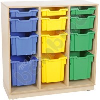 L cabinet for plastic containers with plinth - 3 rows