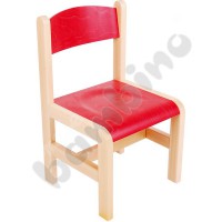 Wooden chair red with felt pads size 1