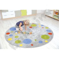 Round carpet dia. 2 m - grey with dots