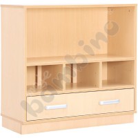 Cabinet for wooden containers and binders, with drawer, with plinth