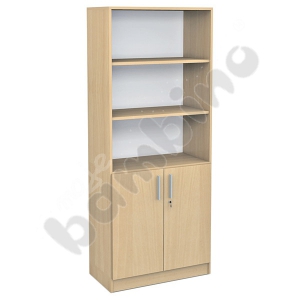 Tall bookcase with cabinet maple