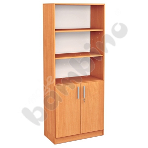 Tall bookcase with cabinet beech