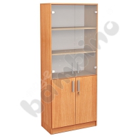 Tall cabinet with showcase beech