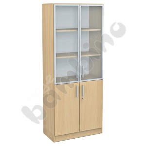 Tall cabinet with showcase in aluminum frame maple