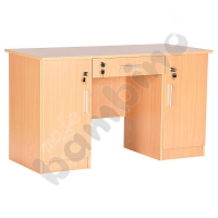 Vigo desk with 2 cabinets and drawer - beech