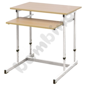 Computer desk NEO 1R, single, with adjustable height 3-7 - silver