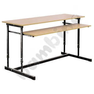 Computer desk NEO 2R, double, with adjustable height 3-7 - black