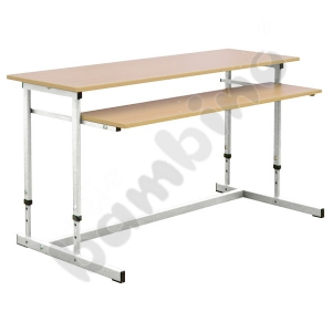 Computer desk NEO 2R, double, with adjustable height 3-7 - silver
