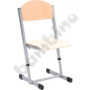 T chair with adjustable height, size 2-3, silver