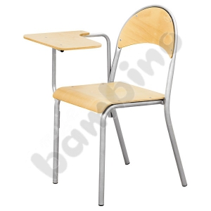 P chair with permanently fixed desktop size 6 for right handed silver