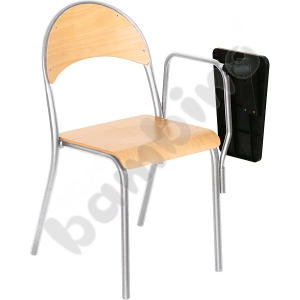 P chair with folding desktop size 6 for left handed silver