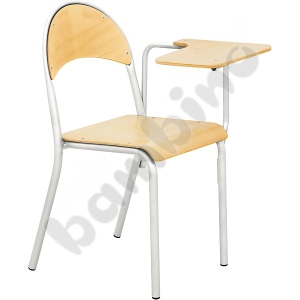 P chair with permanently fixed desktop size 6 for left handed silver