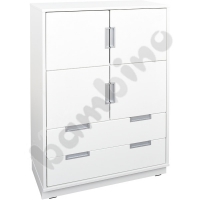 Quadro - L cabinet with 2 shelves, white