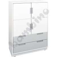 Quadro - L cabinet with 2 shelves, white
