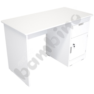 Quadro - white desk with drawer and cabinet - white