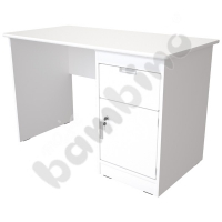 Quadro - white desk with drawer and cabinet - white