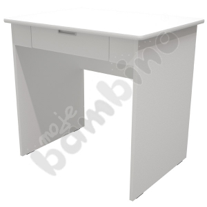 Quadro - white desk with wide drawer - white