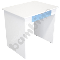 Quadro - white desk with wide drawer - light blue