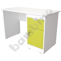 Quadro - white desk with drawer and cabinet - lime