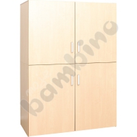 Cabinet with doors, for sleeping cots and bedding