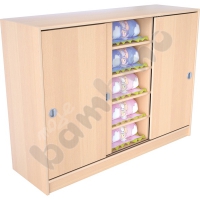Small wardrobe for bedding with doors - birch