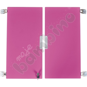 Quadro - medium doors with lock 180, for cabinets without partition, 1 pair - pink