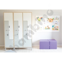 Wardrobe L with 2 compartments and white-grey doors