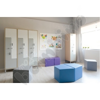 Wardrobe L with 4 compartments and white-grey doors