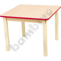 Square maple tabletop with colourful edge red