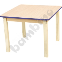 Square maple tabletop with colourful edge blue