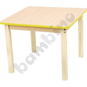 Square maple tabletop with colourful edge yellow